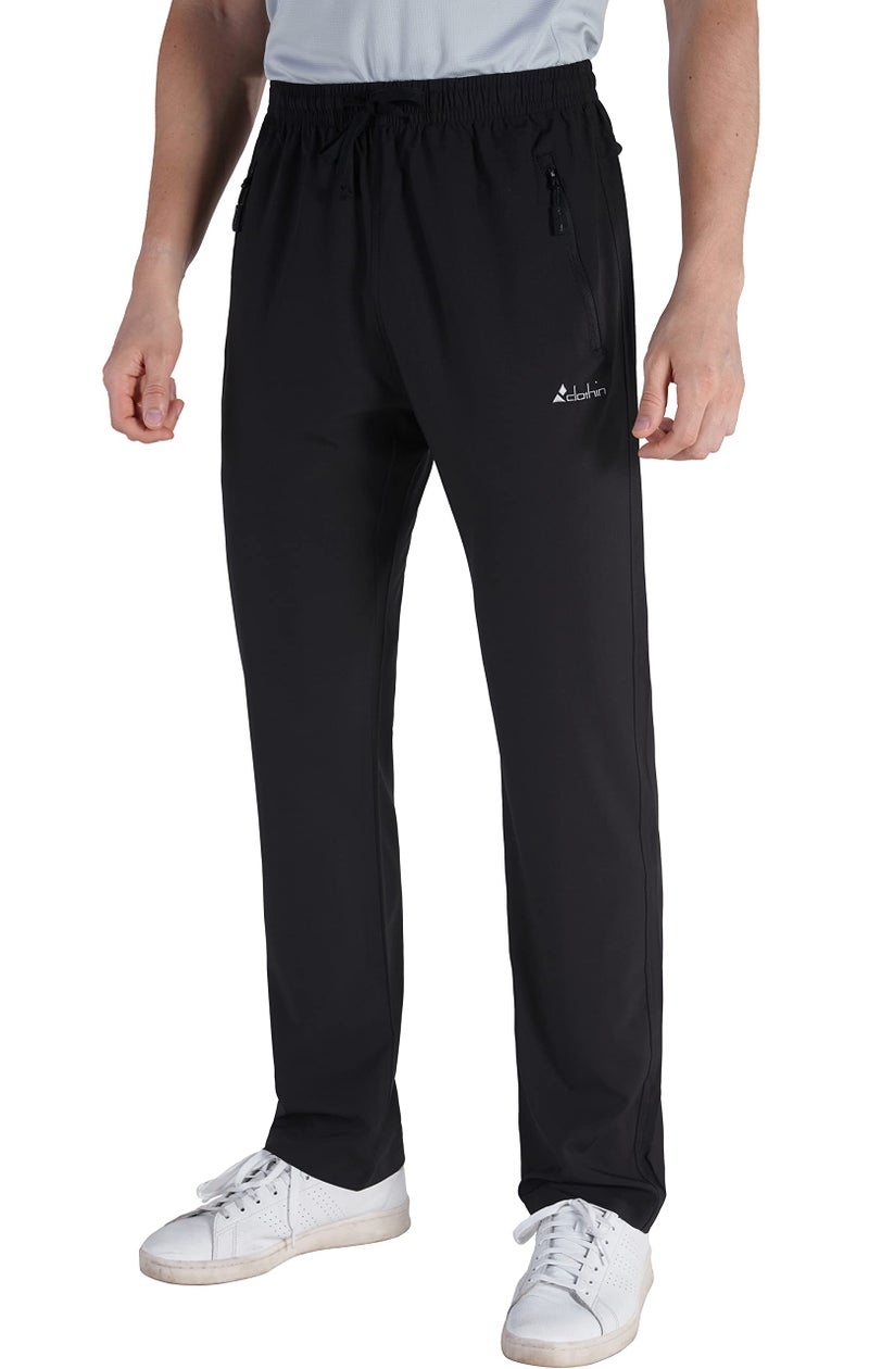 clothin Mens Workout Athletic Pants Elastic-Waist Drawstring Pants for Sport Exercise Travel,Quick-Dry,Stretchy,Black,M(31-34W x 32L) - Image 1